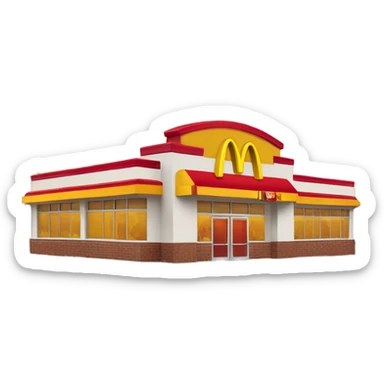 “McDonald’s store with the iconic golden arches, a red and yellow color scheme, and a simple, recognizable design that captures the essence of a fast food restaurant.” sticker