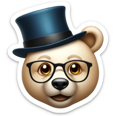 Bear face with glasses and a magician hat sticker