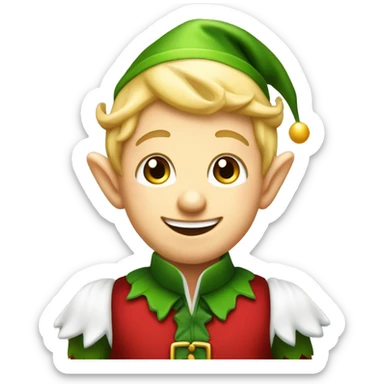 Cute little male Christmas elf with blonde hair and a 5 o clock shadow, smiling and blushing  sticker