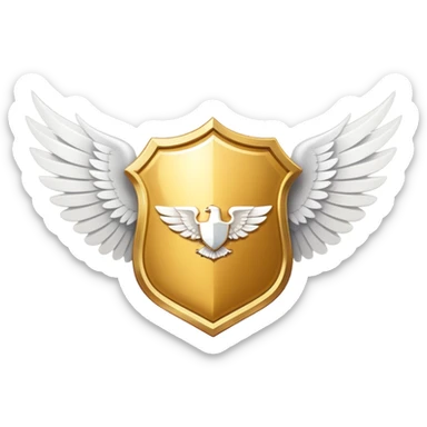 Gold shield with white wings and a VIP text label positioned below the center of the shield, simplified clean design sticker