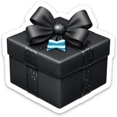 black present with black sparkling bow  sticker