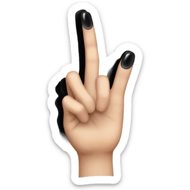 Middle finger with black nail polish sticker