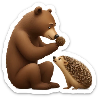 Bear kissing a hedgehog sticker