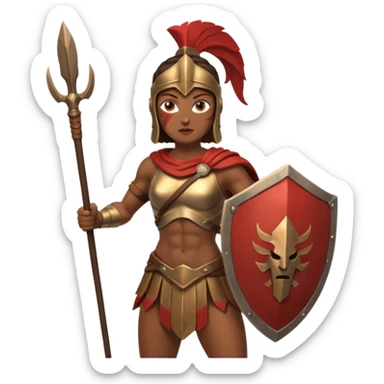 woman spartan warrior holding spear and shield sticker