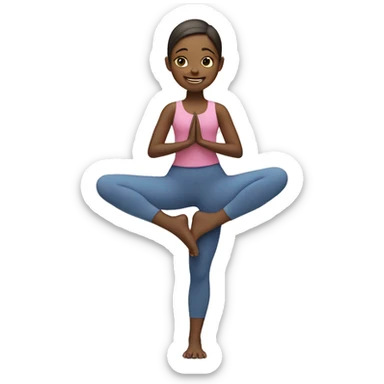 smiling girl in yoga outfit Virabhadrasana sticker