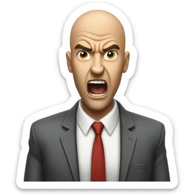 Mad bald boss screaming at worker to get the job done sticker