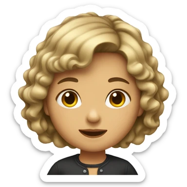 A girl with short hair and wave on her hair  sticker