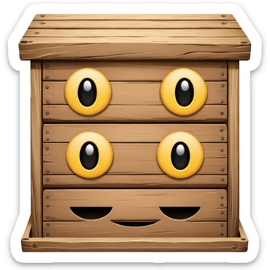 Draw a box made of three non-fruit wooden boards with a front view
 sticker