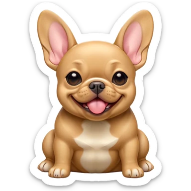 Cinematic Cute Yawning Fawn French Bulldog Portrait Emoji, Head tilted slightly with a dramatic, wide-open yawn, showcasing a sleek fawn coat with a refined texture, floppy ears slightly drooping, round dark eyes barely open in drowsy contentment, Simplified yet irresistibly adorable features, highly detailed, glowing with a soft, cozy glow, high shine, relaxed yet expressive, stylized with a touch of whimsy, bright and endearing, soft glowing outline, capturing the essence of a sleepy yet affectionate companion, so drowsy it feels like it could stretch out of the screen and curl up for a nap! sticker