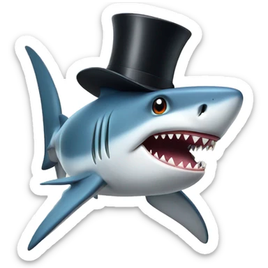 Shark with a top hat sticker