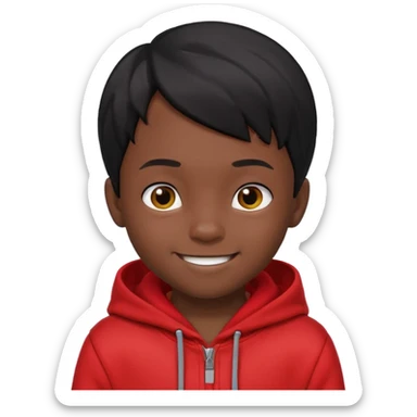 niño de 7 años, con pelo y piel negra. sudadera roja sticker