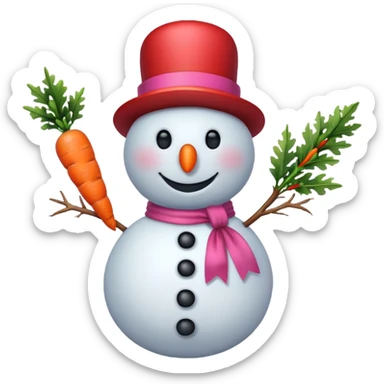 Red snowman with pink bow sticker