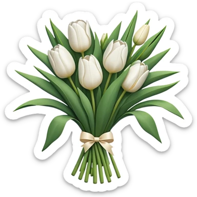 White tulips bouquet sticker