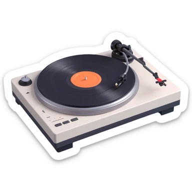 3D Technics turntable, Disney Pixar movie prop style, soft edges, expressive design, lively color palette sticker