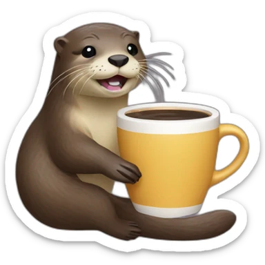 small claw river otter drinking coffee sticker