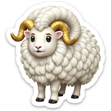 cinematic-[ram]-realistic-full-body-standing-emoji,-tail-flicking-lazily,-head-tilted-dramatically,-curly-[white]-fur,-simplified-yet-realistic-focused-features,-highly-detailed,-glowing-with-an-almost-sarcastic-glow sticker
