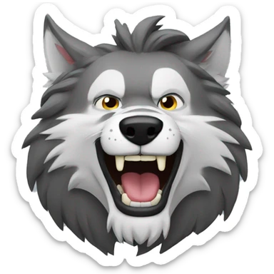 Lobo gris riendo sticker