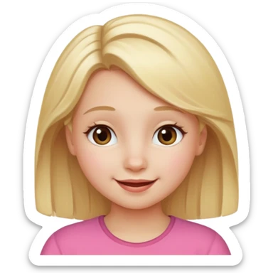 Young girl with blonde hair and a happy face sticker