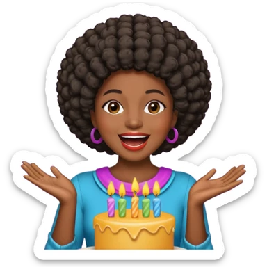 Classic mustang dark women with short Afro sing happy birthday sticker