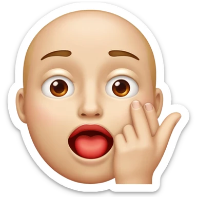 emoji style face fusing hand over mouth and flushed face, hand over mouth, wide open eyes, red cheeks sticker