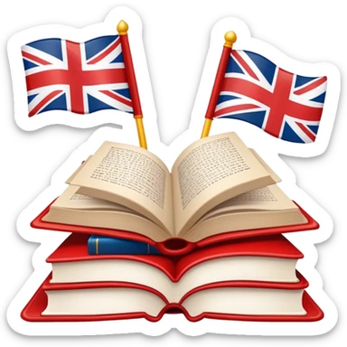 English flag very cute and books in the same style  sticker
