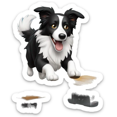 Border collie jumping over anvil sticker