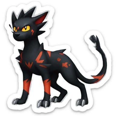 Cool Edgy Litten-Houndoom-Luxray Fakémon Digimon with Edgy markings, full body, outlined sticker