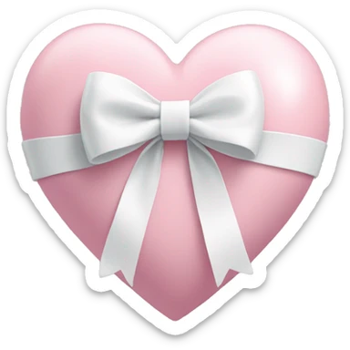 Pastel pink heart with white bow sticker