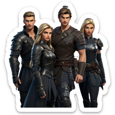 castle battle with diverse warriors sticker