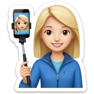 girl with phone selfie stick sticker