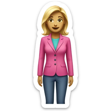 white female employee in intensive pink clothes sticker