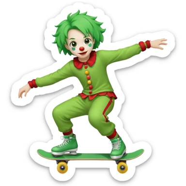 skater clown skating green sticker