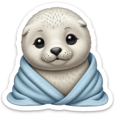 Cute, Disney-style seal pup cozy in blanket sticker