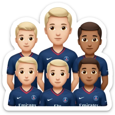 Realistic portrait of a group of men wearing PSG jerseys  sticker