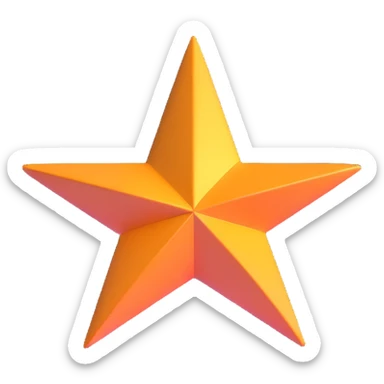 4-pointed star, three-dimensional, in a cartoon style, on a white background, bright colors, with a perspective composition, high saturation, prominent details, floating effect, lively atmosphere sticker