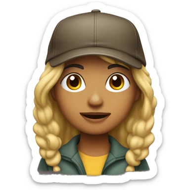 MUJER PELO CASTAÑO CN UNA GORRA sticker