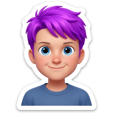Purple hair boy sticker