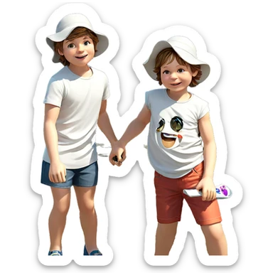 playful boy in sunny outdoors sticker