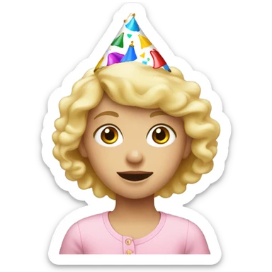 Blonde kid with a birthday cap sticker