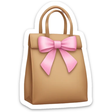 Brown bag with pastel pink bow sticker
