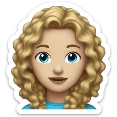 woman with dark blonde wavy hair and blue eyes and freckles sticker