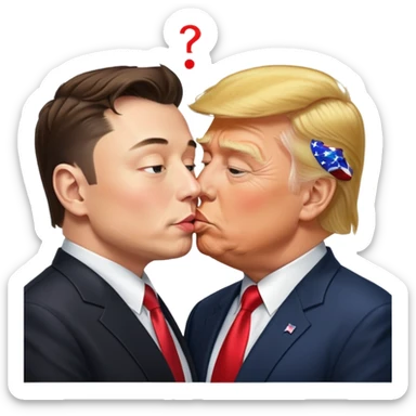 Elon musk and Donald trump kissing  sticker