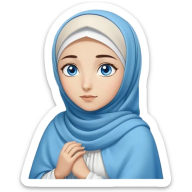 Turkish beautiful finish Konya girl blue eyes with moon hijab dress and watching the moonlight sky on the ground  sticker