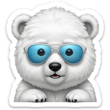 baby polar bear wear sunglasses sticker