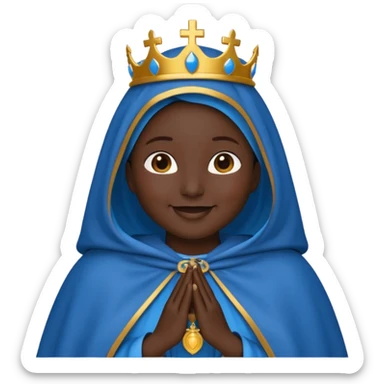 Emoji de nossa senhora Aparecida com manto azul e com a pele preta sticker