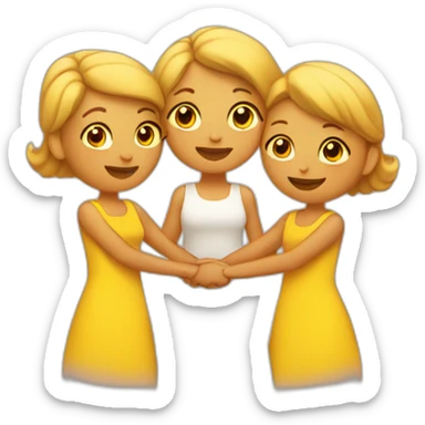 three yellow women holding hands sticker