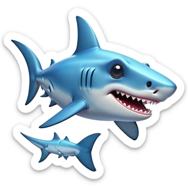 Cinematic Comical Hammerhead Shark Portrait Emoji, Head tilted dramatically with an exaggeratedly shocked expression, featuring its iconic wide-set eyes on a distinct hammer-shaped head, a sleek body with comically expressive fins, and a quirky, animated demeanor, Simplified yet hilariously expressive features, highly detailed, glowing with a slightly sassy oceanic glow, high shine, dramatic yet playful, stylized with an air of cheeky marine mischief, soft glowing outline, capturing the essence of a meme-worthy hammerhead that looks ready to side-eye its way into viral fame! sticker