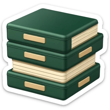 dark green open case with light beige bills sticker