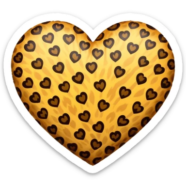 Furry leopard print heart sticker