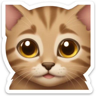 small brown  kittens with brown eyes, cuddling  sticker